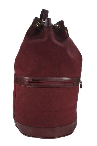 Christian Dior Unisex Adults Leather Trim Canvas Drawstring Luggage Red