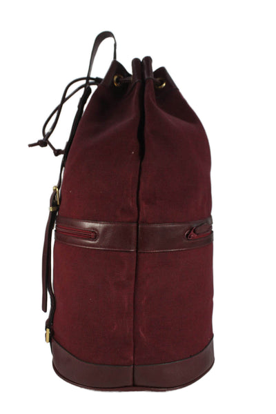 Christian Dior Unisex Adults Leather Trim Canvas Drawstring Luggage Red