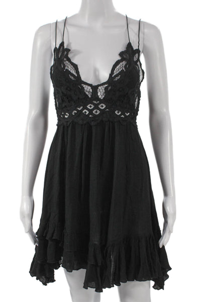 FP One by Free People Women Black V-Neck Sleeveless Mini Dress Boho Size XS