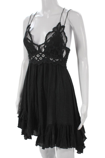 FP One by Free People Women Black V-Neck Sleeveless Mini Dress Boho Size XS