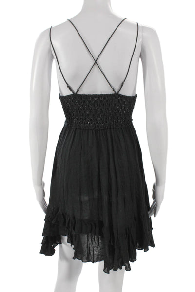 FP One by Free People Women Black V-Neck Sleeveless Mini Dress Boho Size XS