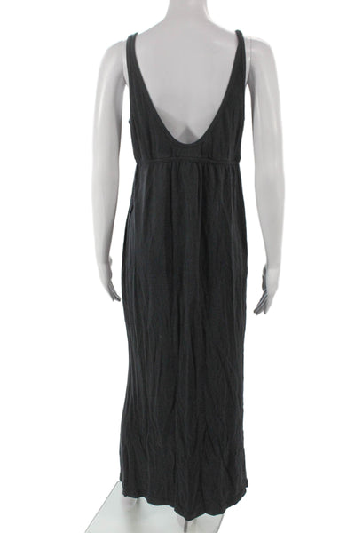FP Beach Womens Maxi Dress Black Cotton V Neck Sleeveless Drawstring Size S