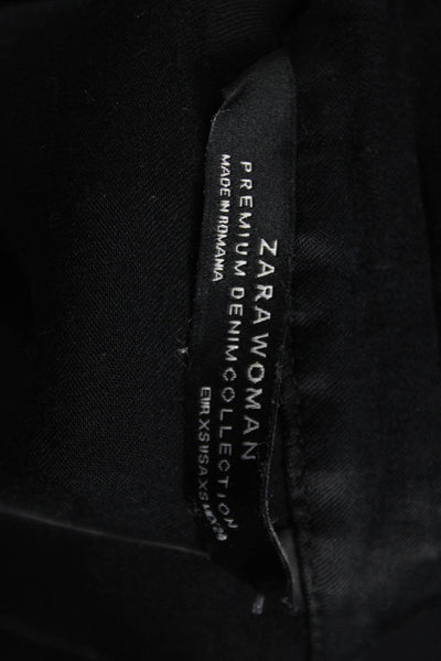 Zara Woman Women Shirt Dress Black Viscose Collared Long Sleeve Size XS