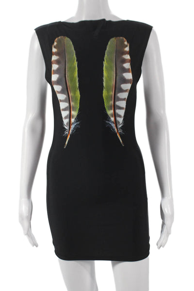 IX Blue Women Bodycon Mini Dress Black Animal Print Boat Neck Sleeveless Size M