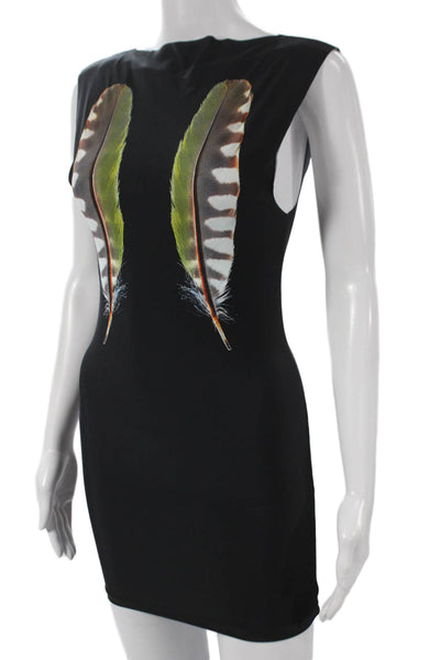 IX Blue Women Bodycon Mini Dress Black Animal Print Boat Neck Sleeveless Size M