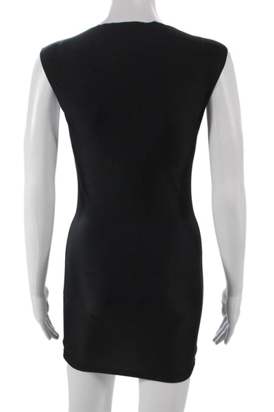 IX Blue Women Bodycon Mini Dress Black Animal Print Boat Neck Sleeveless Size M