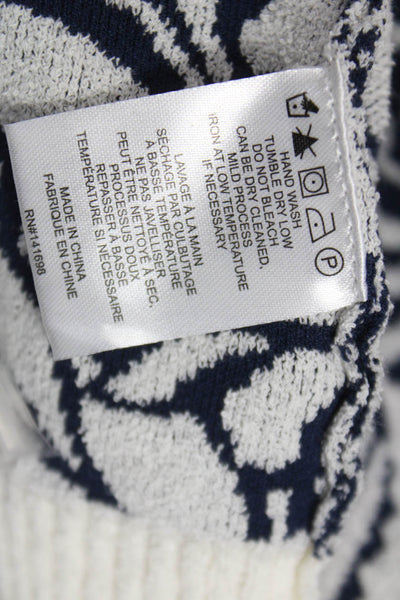 Ramy Brook Women Sweater Dress Blue Collared Short Sleeve Floral Size S
