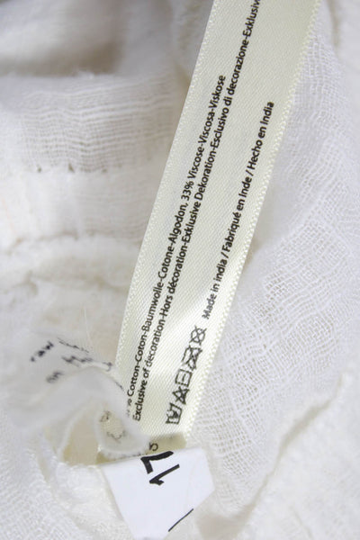 FP One by Free People Women Tunic V-Neck Long Sleeve White Cotton Size S Petite