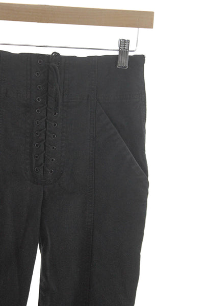 A.L.C. Womens Ankle Pants Black Lace Up Cotton Stretch Size 0
