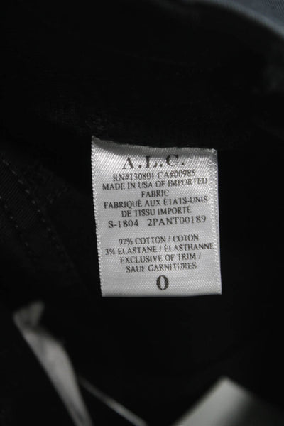 A.L.C. Womens Ankle Pants Black Lace Up Cotton Stretch Size 0