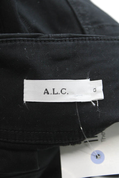 A.L.C. Womens Ankle Pants Black Lace Up Cotton Stretch Size 0