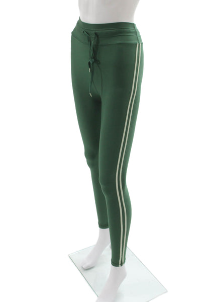 The Upside Women Track Pants Leggings Green Striped Recycled Polyamide Size 4