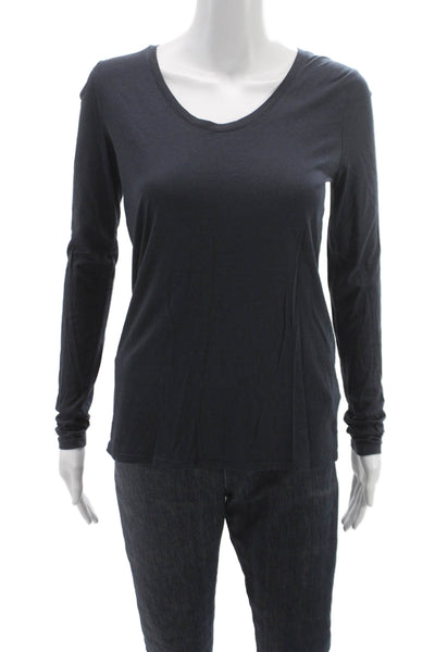 Vince Womens Basic V-Neck Long Sleeve Blue T-Shirt Size XS