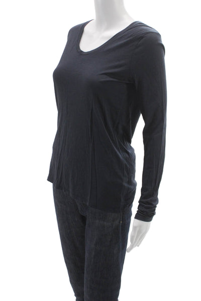 Vince Womens Basic V-Neck Long Sleeve Blue T-Shirt Size XS