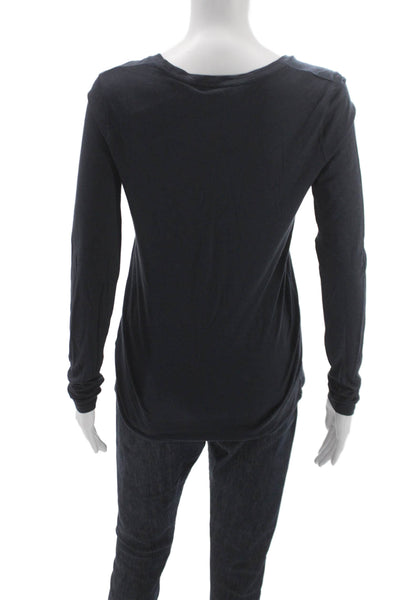 Vince Womens Basic V-Neck Long Sleeve Blue T-Shirt Size XS