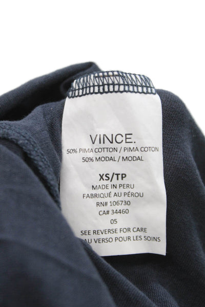 Vince Womens Basic V-Neck Long Sleeve Blue T-Shirt Size XS