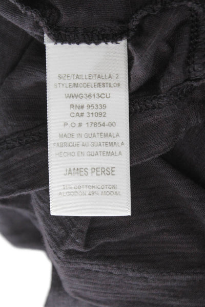 Standard James Perse Women V-Neck Basic T-Shirt Gray 3/4 Sleeve Size 2