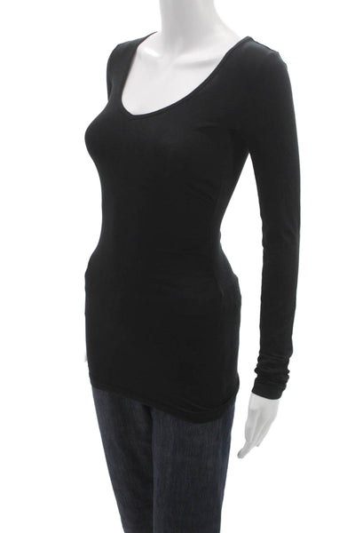Theory Womens Basic V-Neck Long Sleeve Black T-Shirt Size S