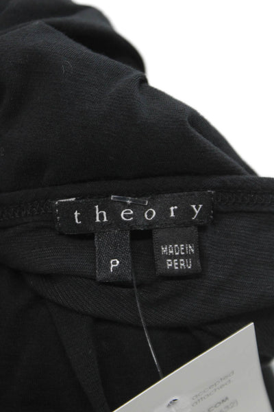 Theory Womens Basic V-Neck Long Sleeve Black T-Shirt Size S