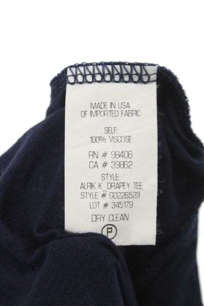 Theory Womens Viscose Round Neck Long Sleeve Basic T-Shirt Blue Size S