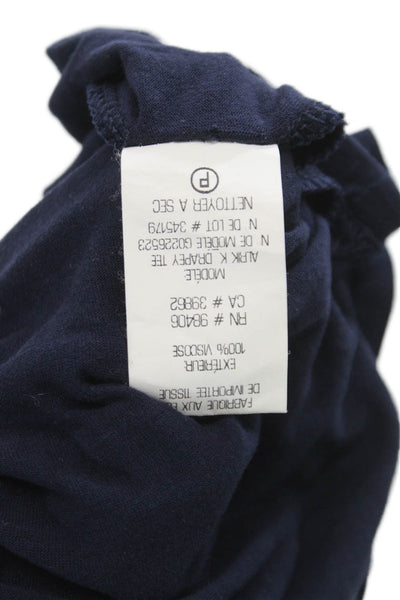 Theory Womens Viscose Round Neck Long Sleeve Basic T-Shirt Blue Size S