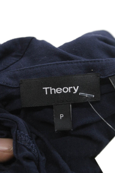 Theory Womens Viscose Round Neck Long Sleeve Basic T-Shirt Blue Size S