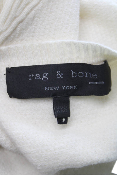 Rag & Bone Womens Merino Wool Pullover Sweater Ivory Crewneck Size 2XS