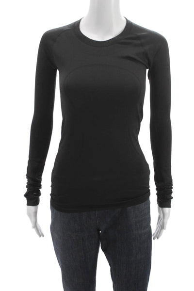 Lululemon Women Basic Black Long Sleeve Crew Neck Technical Knit T Shirt Size 4