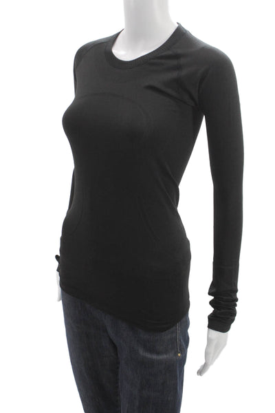 Lululemon Women Basic Black Long Sleeve Crew Neck Technical Knit T Shirt Size 4