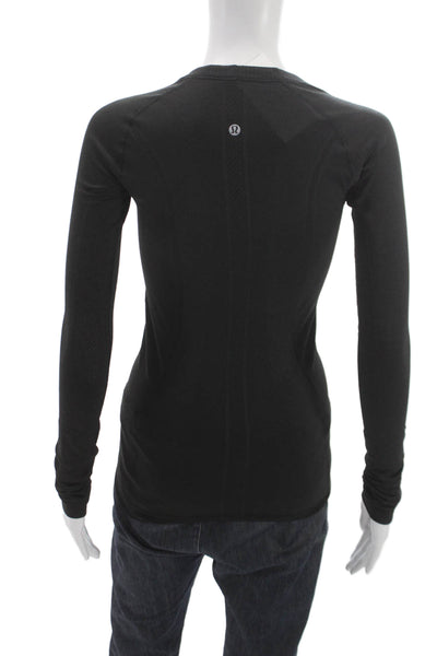 Lululemon Women Basic Black Long Sleeve Crew Neck Technical Knit T Shirt Size 4