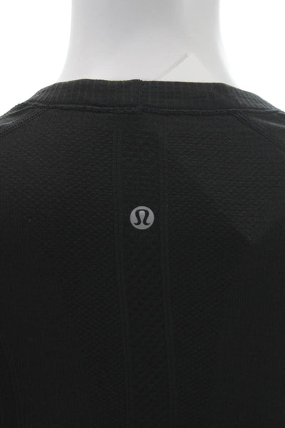 Lululemon Women Basic Black Long Sleeve Crew Neck Technical Knit T Shirt Size 4