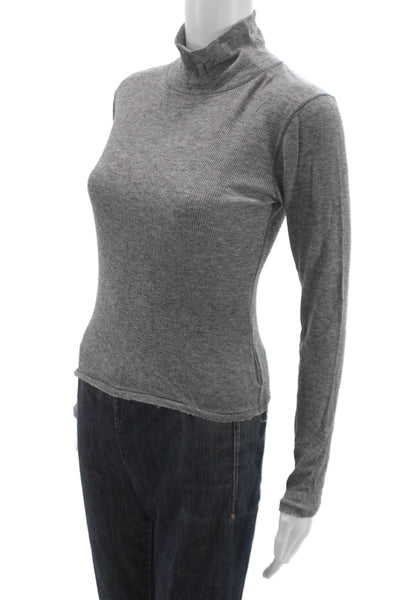 Rag & Bone Jean Womens Basic Turtleneck T-Shirt Gray Lyocell Long Sleeve Size XS