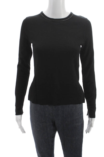 Rag & Bone Jean Womens Merino Wool Crewneck Sweater Black Size 2XS