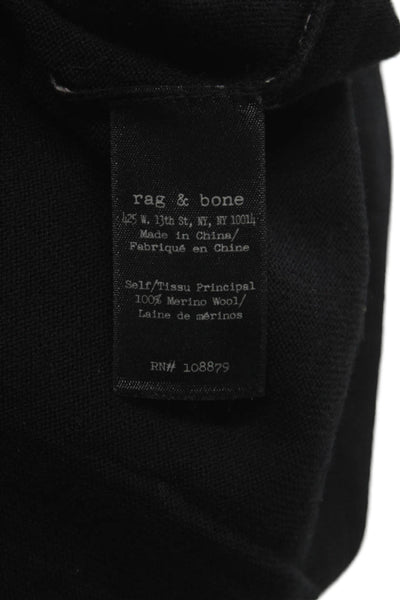 Rag & Bone Jean Womens Merino Wool Crewneck Sweater Black Size 2XS