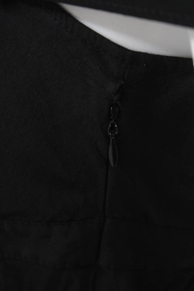 Theory Womens Basic Linen Blend Scoop Neck Sleeveless Black Zip Blouse Size S