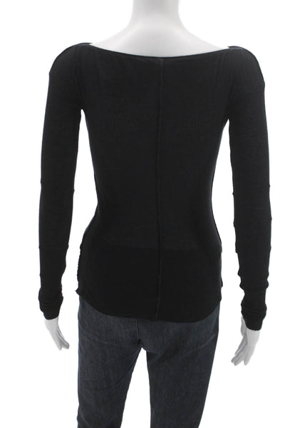 Rag & Bone Womens Black Boat Neck Long Sleeve T-Shirt Viscose Size XS