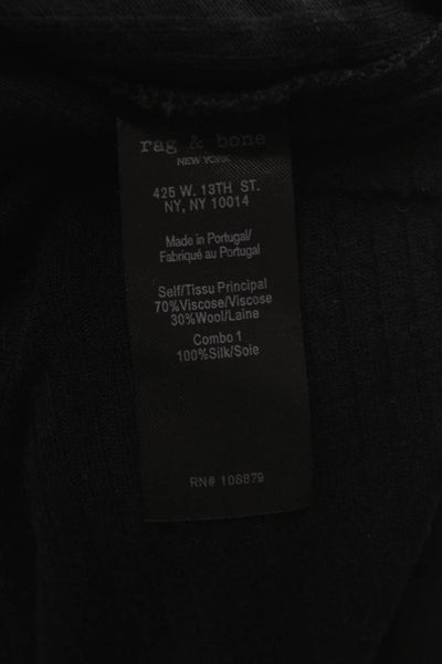 Rag & Bone Womens Black Boat Neck Long Sleeve T-Shirt Viscose Size XS