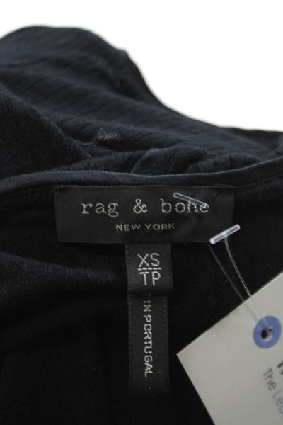 Rag & Bone Womens Black Boat Neck Long Sleeve T-Shirt Viscose Size XS