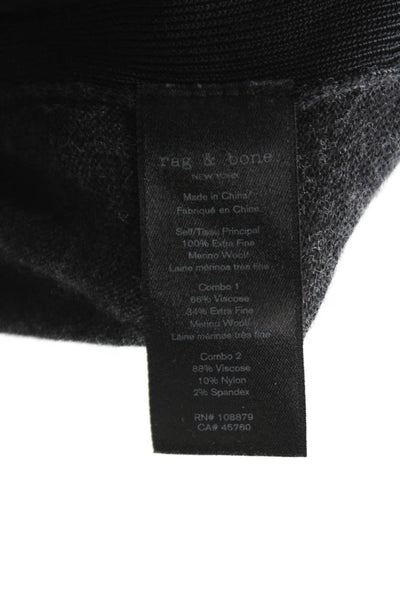 Meimeij Women Basic Merino Wool Black Long Sleeve T-Shirt Round Neck Size 48
