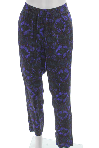 Comptoir Des Cotonniers Womens Dress Pants Black Silk Geometric Pull On Size 38