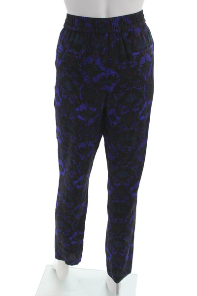 Comptoir Des Cotonniers Womens Dress Pants Black Silk Geometric Pull On Size 38