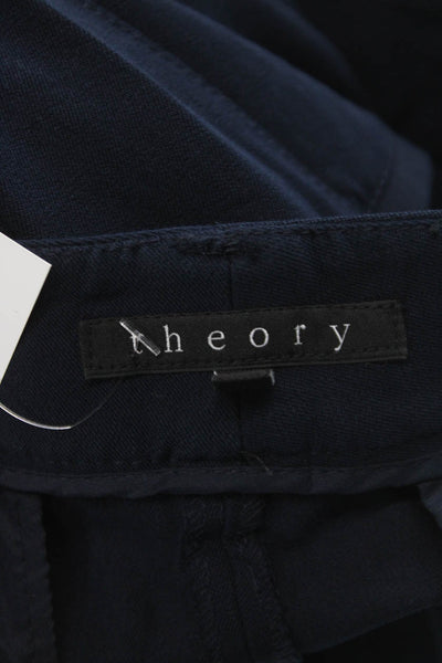 Theory Women Ankle Pants Blue Cotton Zip Inseam 28 Size 4