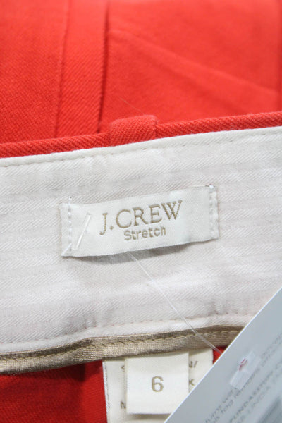 J Crew Womens Red Cropped Cotton Pants Size 6