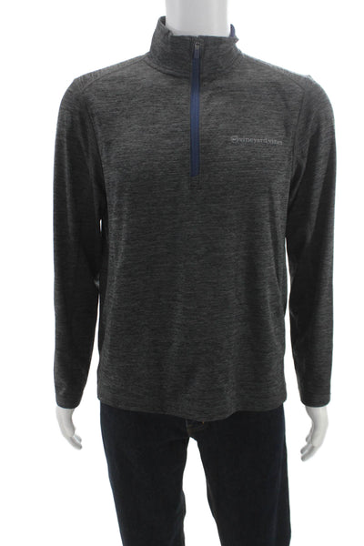 Vineyard Vines Men Gray Collared Pullover Long Sleeve Size M