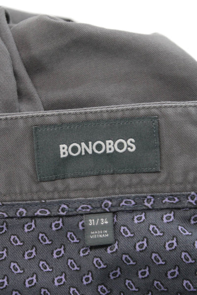 Bonobos Mens Chinos Gray 98% Cotton 2% Spandex Button Fly Size 31