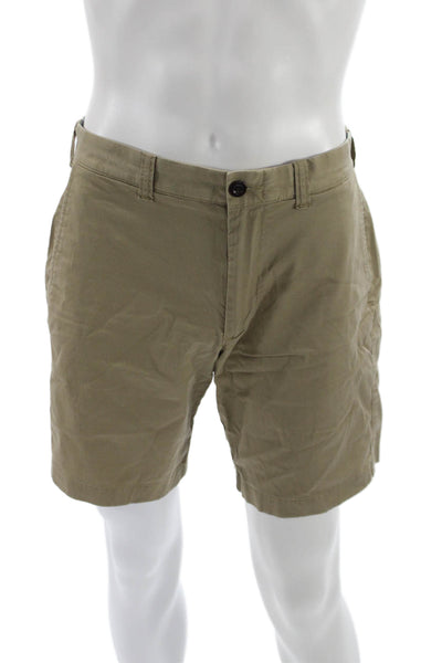 J Crew Mens Chino Shorts Beige Button Cotton Size 31
