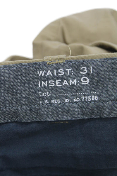 J Crew Mens Chino Shorts Beige Button Cotton Size 31