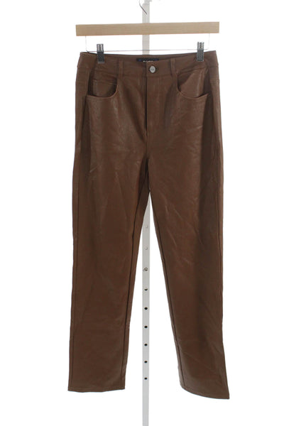 Paige Womens Dress Pants Brown Polyurethane Button Inseam 28 Size 26
