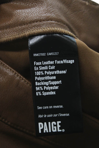 Paige Womens Dress Pants Brown Polyurethane Button Inseam 28 Size 26