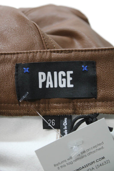 Paige Womens Dress Pants Brown Polyurethane Button Inseam 28 Size 26